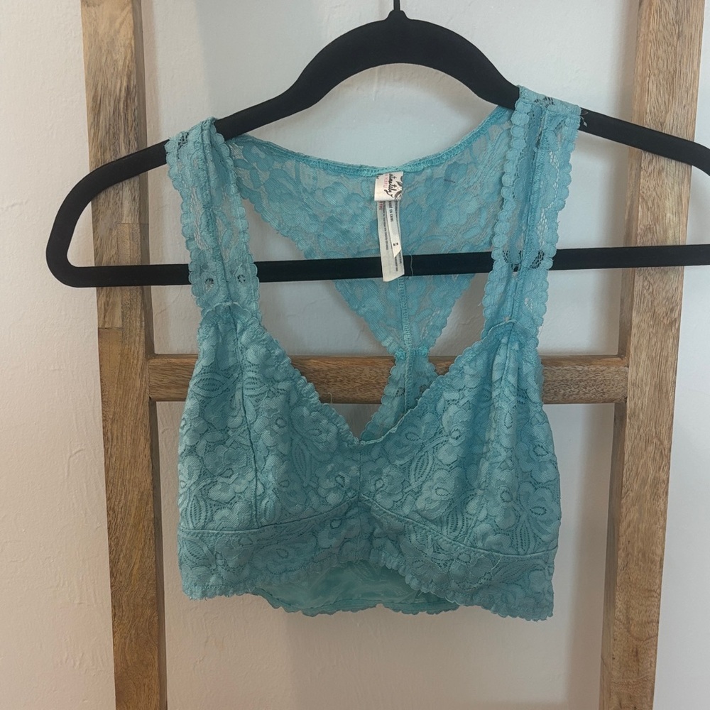 Free People Lace Bandeau in Light Blue